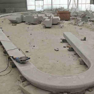 襄阳 芝麻白花岗岩弧形花坛石，坐凳石