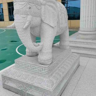 襄阳 白麻花岗岩动物异形石雕-大象