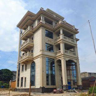 襄阳 黄金麻花岗岩石材别墅外墙干挂搭配（雕花栏杆花瓶柱门楼罗马柱）