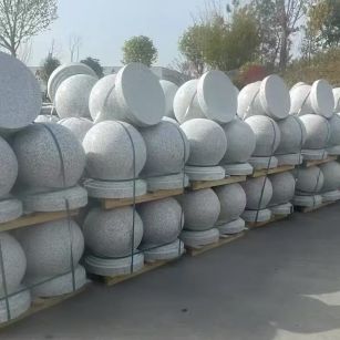 襄阳 白麻花岗岩石材圆球，石球，挡车球，隔离球，景观石球，风水球等