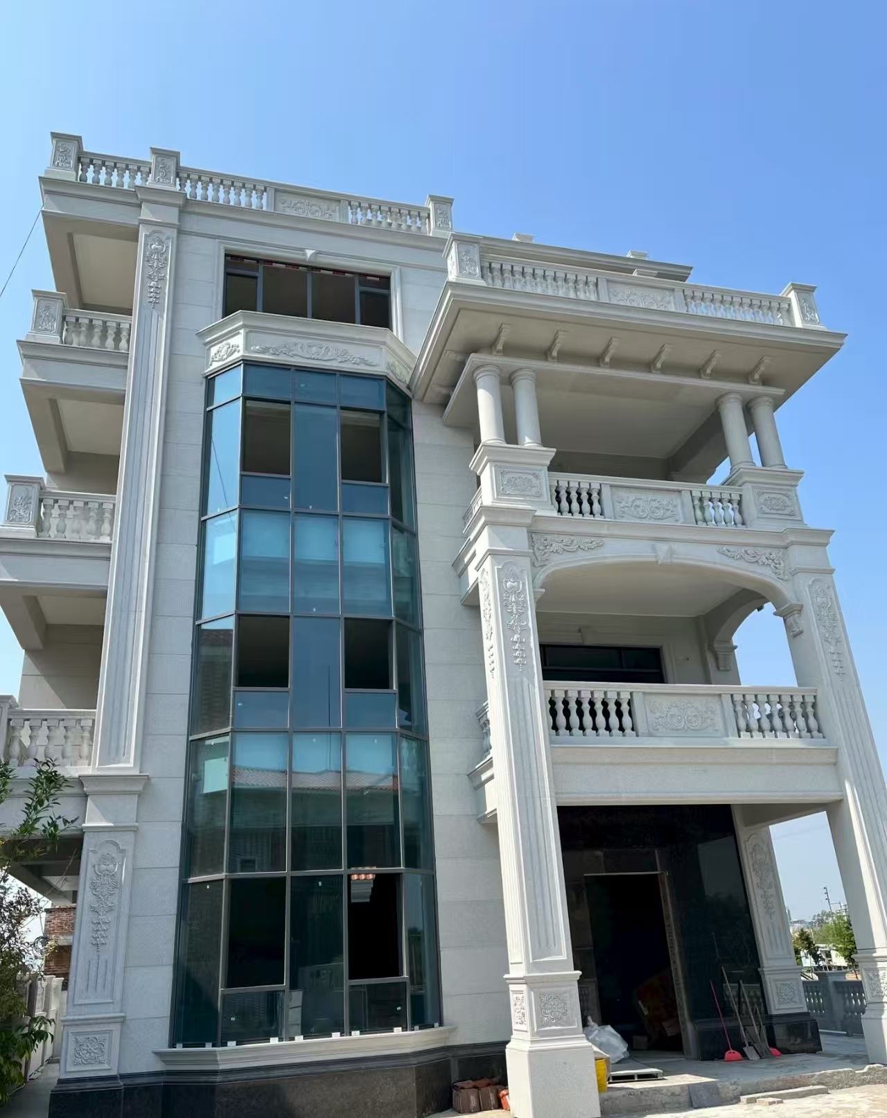 襄阳 白麻花岗岩别墅外墙干挂效果展示