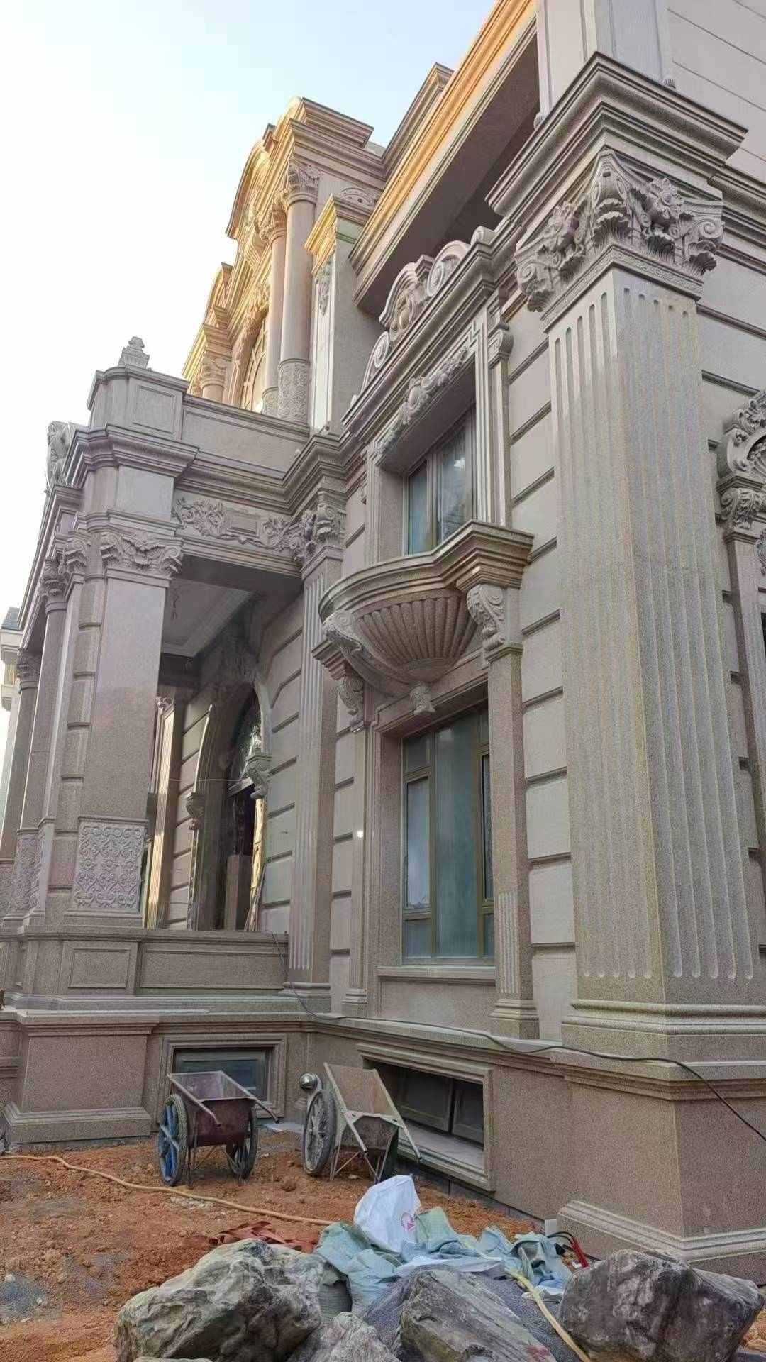 襄阳 黄金麻花岗岩光面别墅外墙干挂施工完成