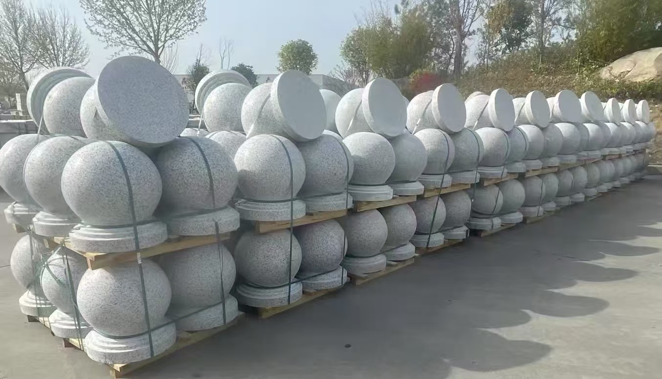 襄阳 白麻花岗岩石材圆球，石球，挡车球，隔离球，景观石球，风水球等