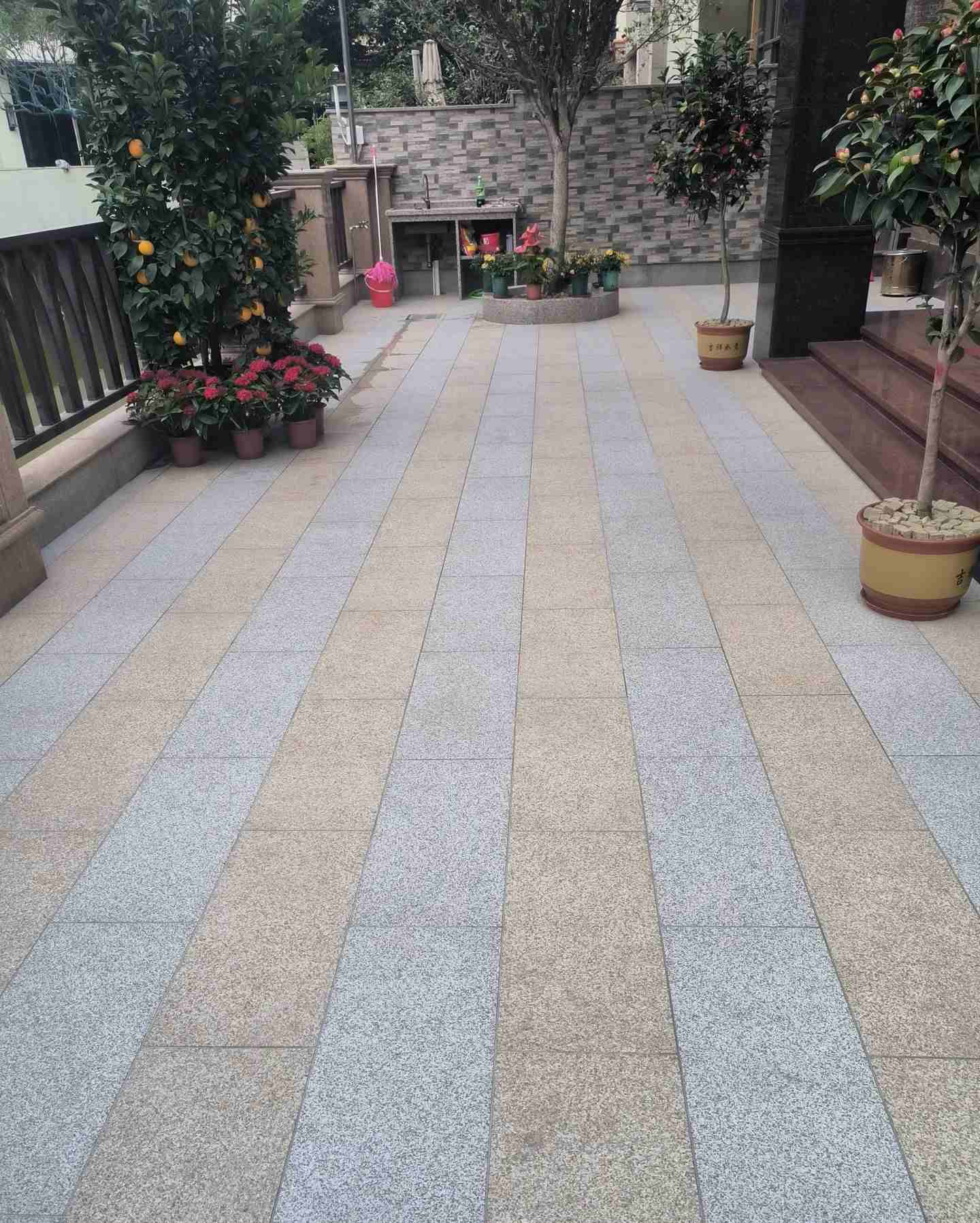 襄阳 黄金麻白麻荔枝面庭院铺装展示